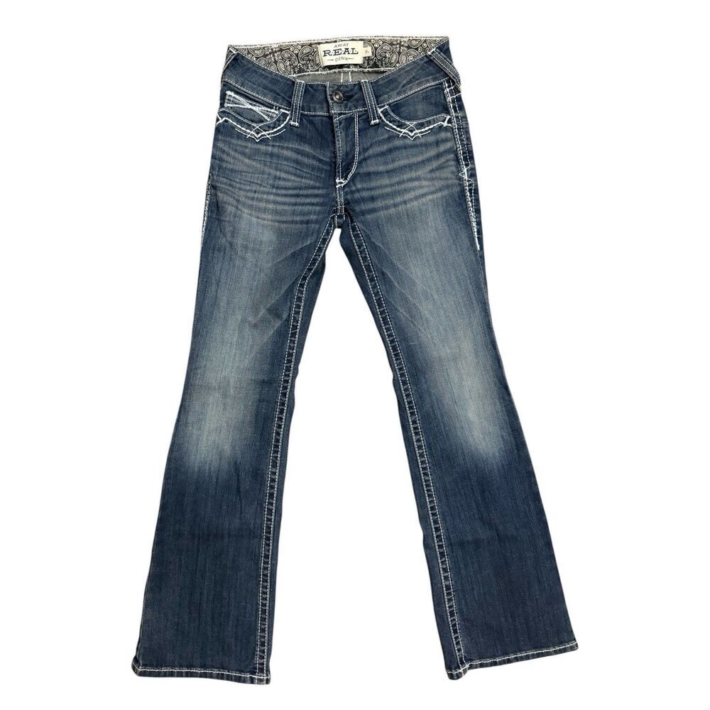 Ariat REAL Denim Jeans Mid-Rise Boot Cut Dark Wash Denim Jeans Women  27x30.5